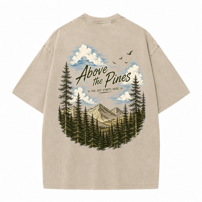 Above the Pines Beneath Endless Skies Vintage Washed T-Shirt