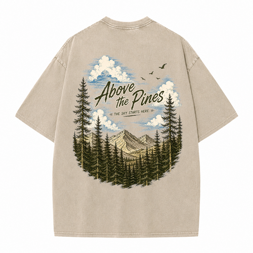 Above the Pines Beneath Endless Skies Vintage Washed T-Shirt