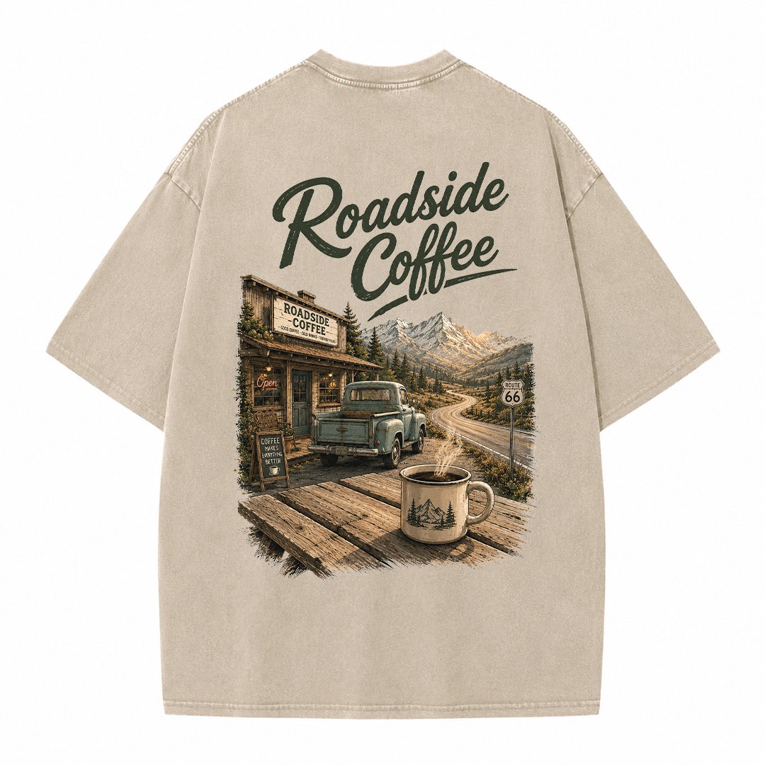 Roadside Coffee Mountain Stop Vintage Washed T-Shirt