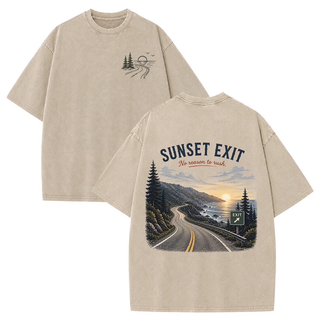 Where the Road Meets the Sunset Vintage Washed T-Shirt