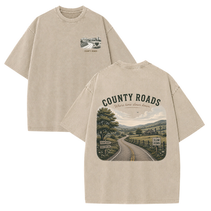 Where the Quiet Roads Lead Vintage Washed T-Shirt