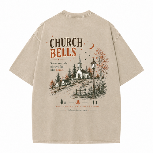 Church Bells Graphic Vintage Washed T-Shirt