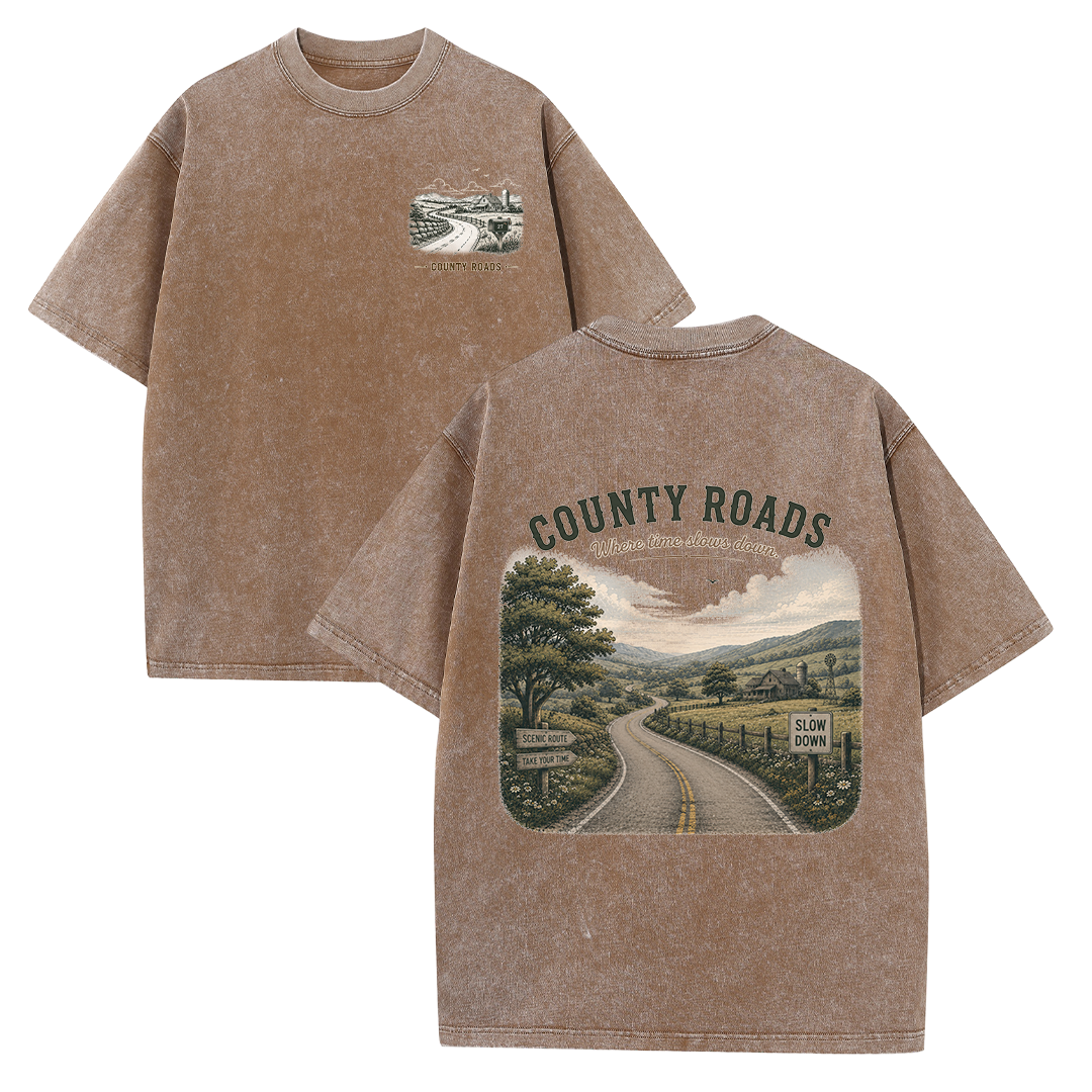 Where the Quiet Roads Lead Vintage Washed T-Shirt