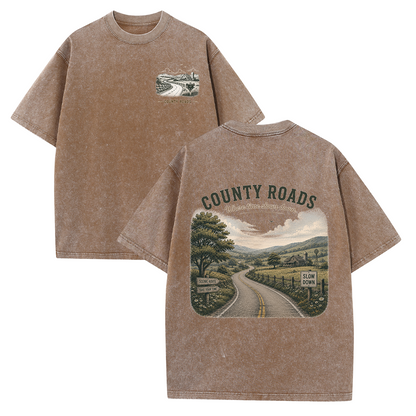 Where the Quiet Roads Lead Vintage Washed T-Shirt