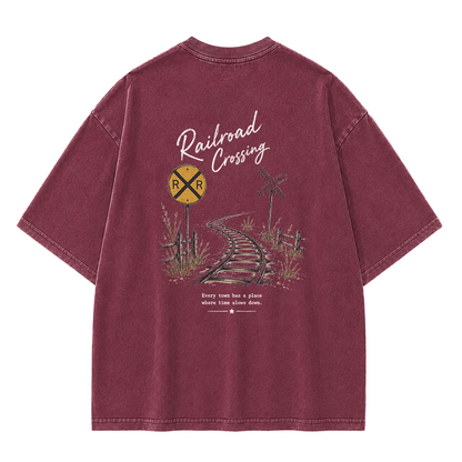 Railroad Memories Graphic Vintage Washed T-Shirt