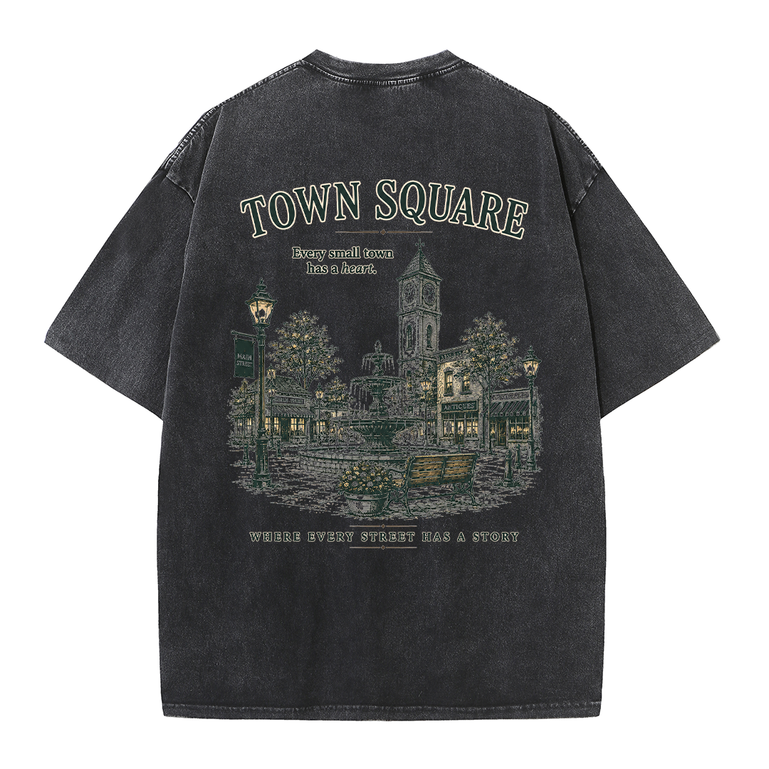 T-Shirt mit Grafik vom historischen Marktplatz im Vintage-Look