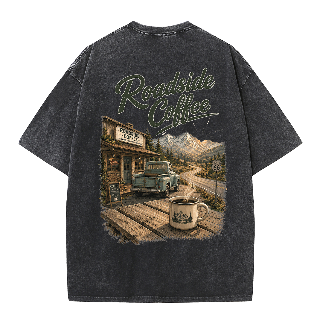 Roadside Coffee Mountain Stop Vintage Washed T-Shirt