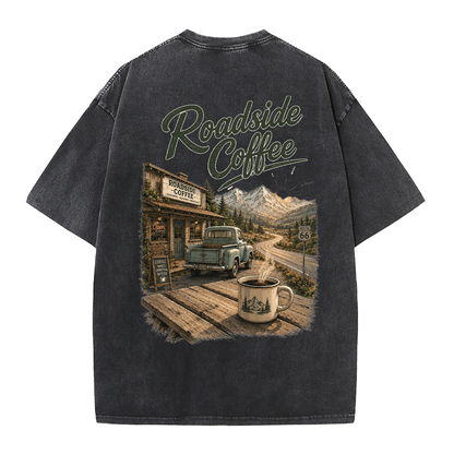 Roadside Coffee Mountain Stop Vintage Washed T-Shirt