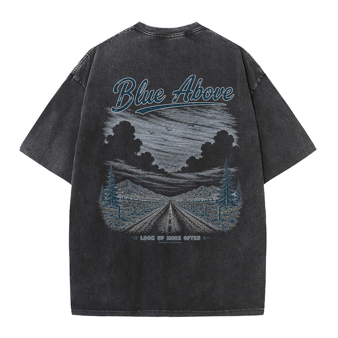 Blue Above Beyond the Horizon Vintage Washed T-Shirt