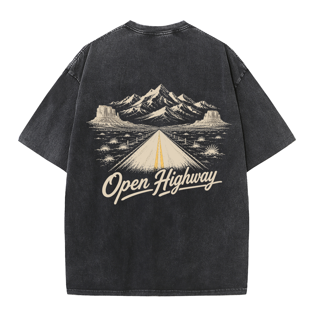 Open Highway Desert Road Vintage Washed T-Shirt