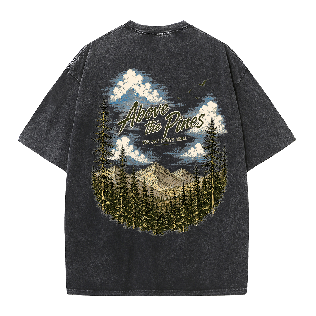Above the Pines Beneath Endless Skies Vintage Washed T-Shirt