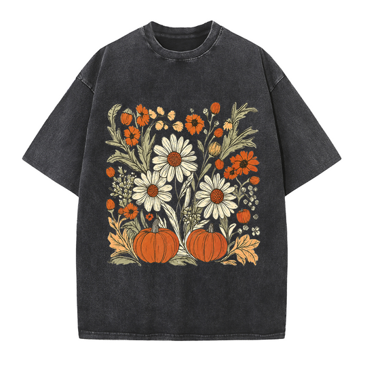 Pumpkin Wildflower Halloween Tee