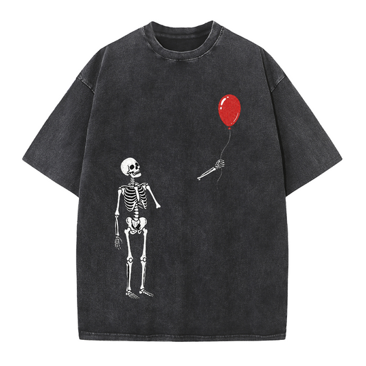 Skeleton & Red Balloon Tee