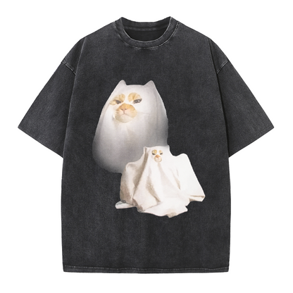 Ghost Costume Cats Halloween Tee