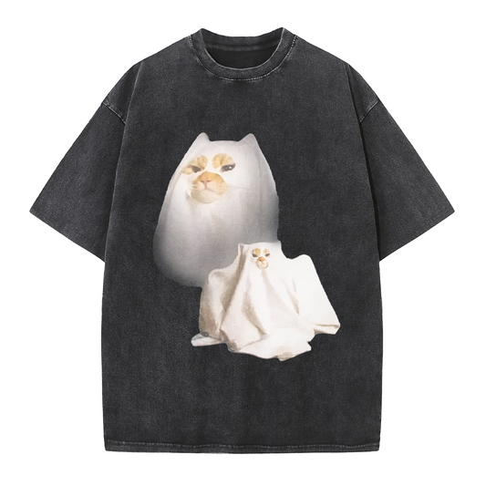 Ghost Costume Cats Halloween Tee