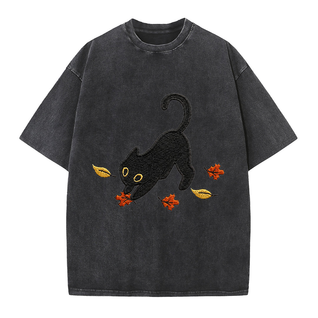 Black Cat & Autumn Leaves Tee