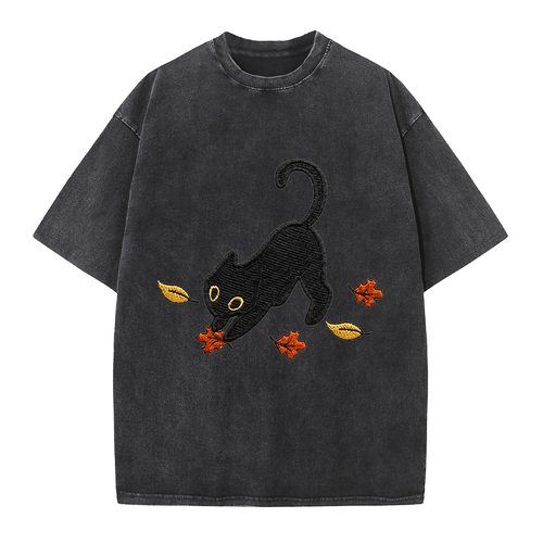 Black Cat & Autumn Leaves Tee