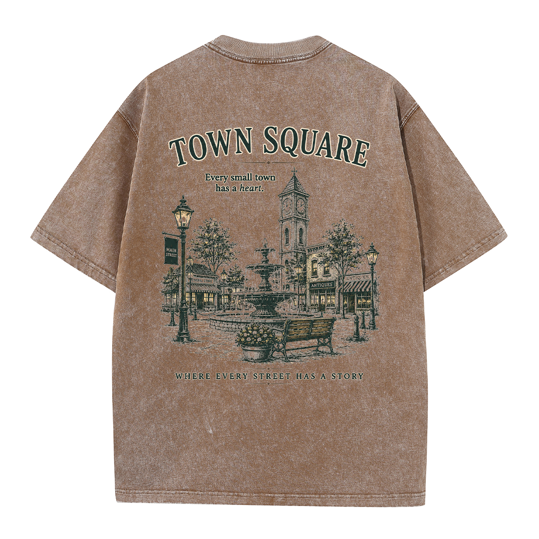 T-Shirt mit Grafik vom historischen Marktplatz im Vintage-Look