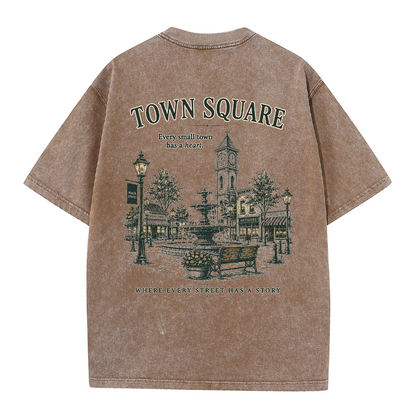 T-Shirt mit Grafik vom historischen Marktplatz im Vintage-Look