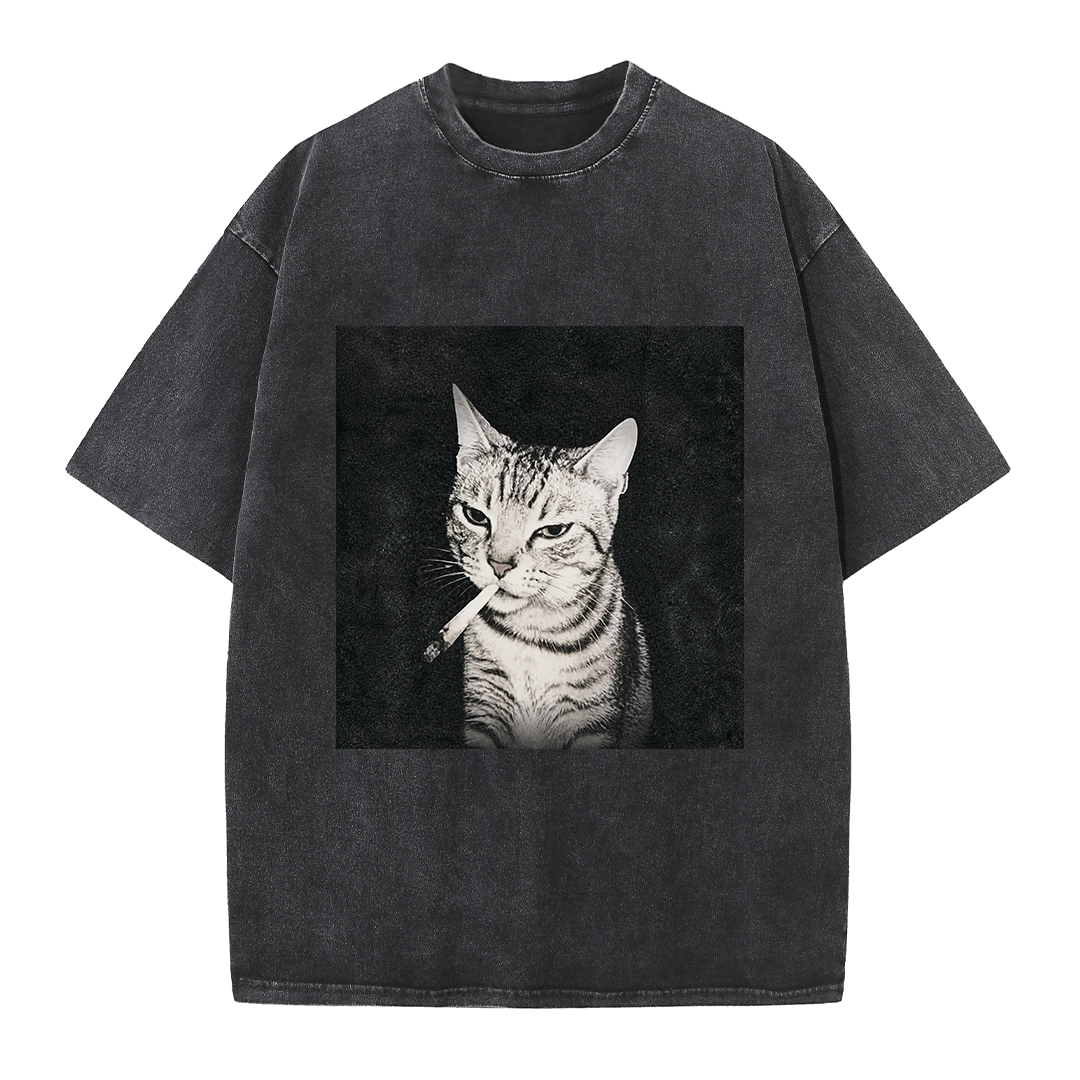 Rebel Smoking Cat Tee