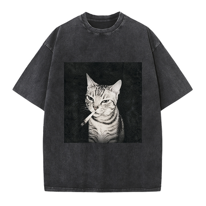 Rebel Smoking Cat Tee