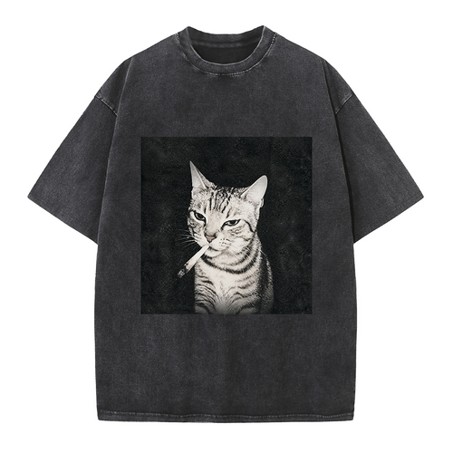 Rebel Smoking Cat Tee