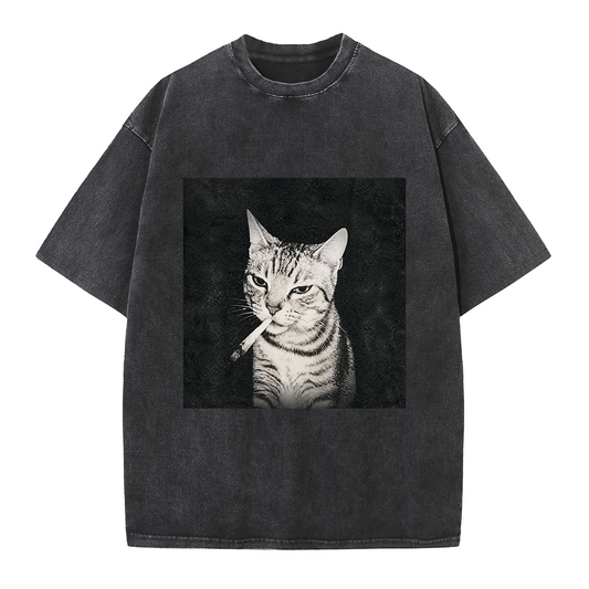 Rebel Smoking Cat Tee