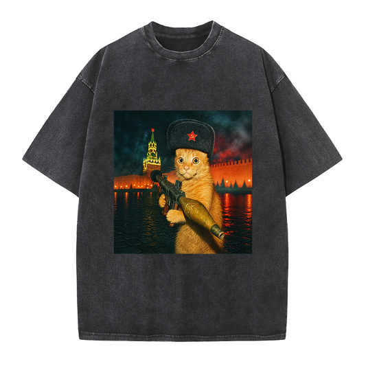 Red Star Soldier Cat Tee