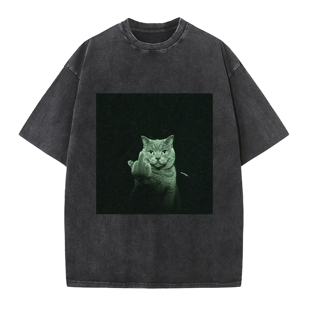 Grumpy Middle Finger Cat Tee