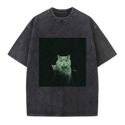 Grumpy Middle Finger Cat Tee
