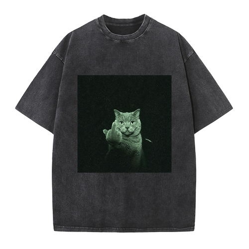 Grumpy Middle Finger Cat Tee