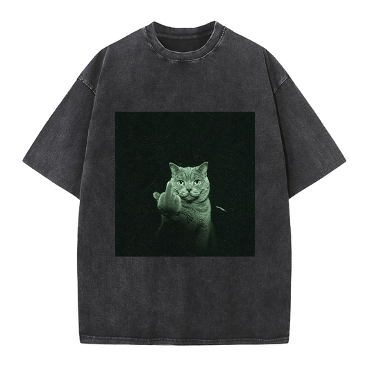 Grumpy Middle Finger Cat Tee