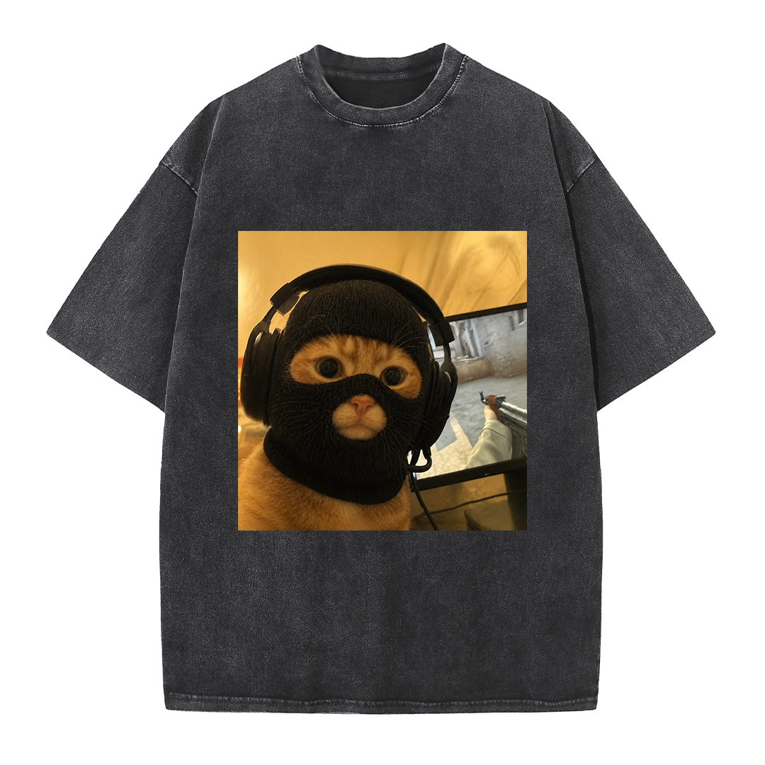 Masked Gamer Cat Tee
