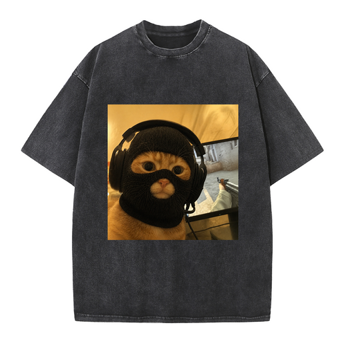 Masked Gamer Cat Tee