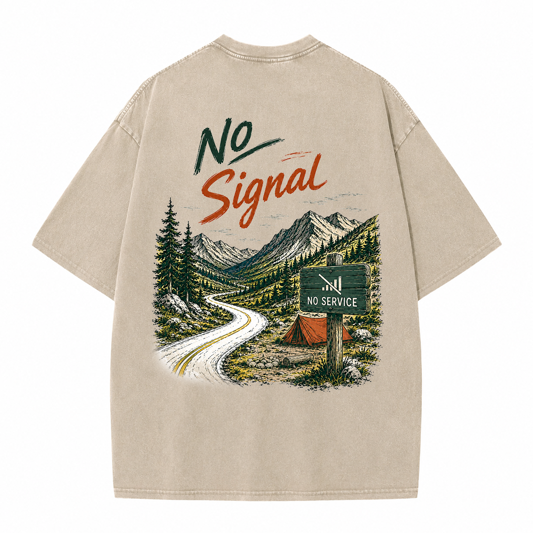 No Signal Mountain Escape Vintage Washed T-Shirt