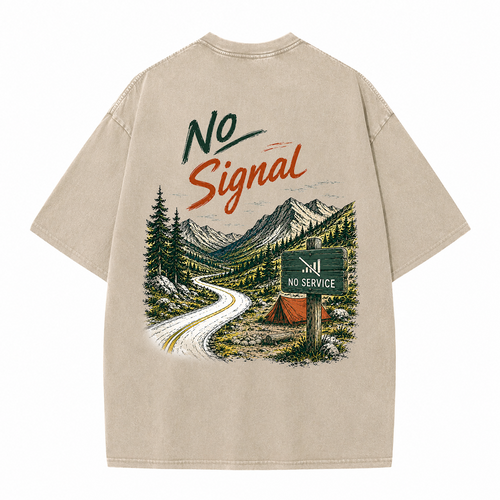 No Signal Mountain Escape Vintage Washed T-Shirt